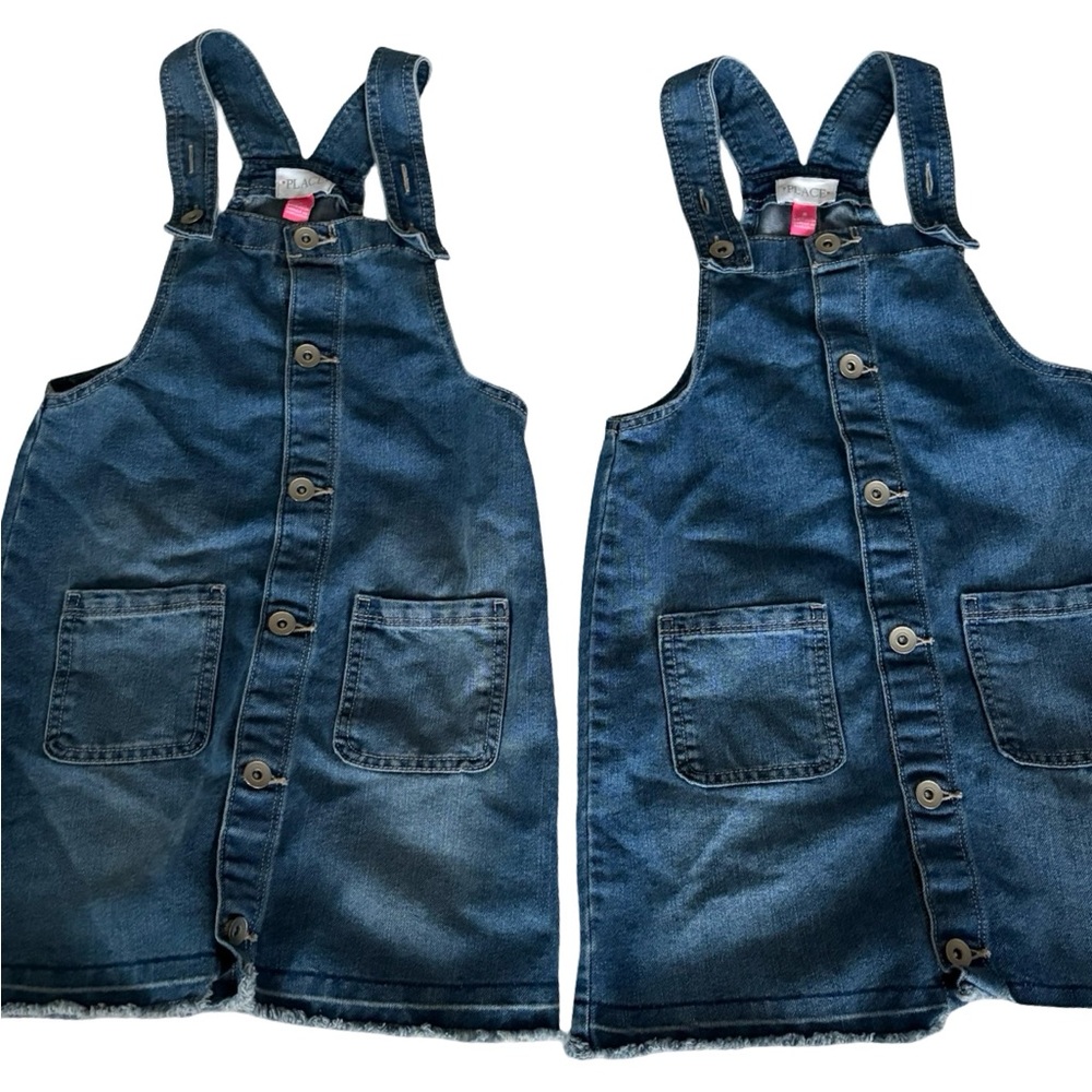 Girls Denim Overall Dress | Button Front | Worn Once